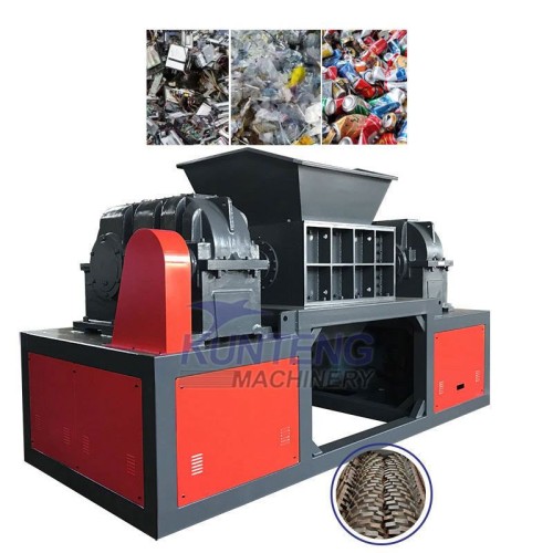 Household Waste Management Shredder Twin Shaft E Waste Scrap Metal Tin Can Plastic Crusher Machine