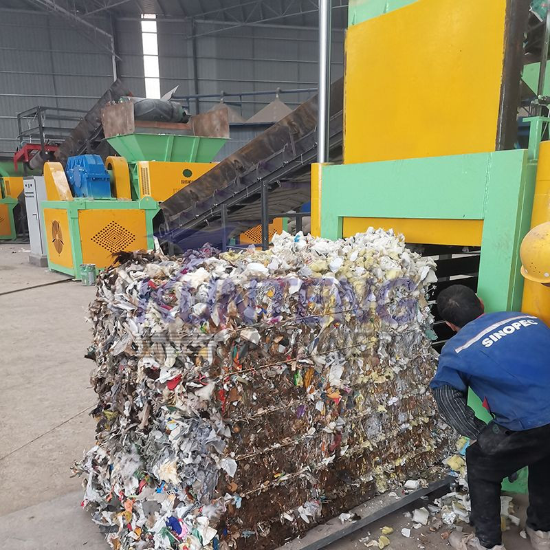 Household waste treatment equipment scrap metal waste shredder waste treatment line shredder and baler