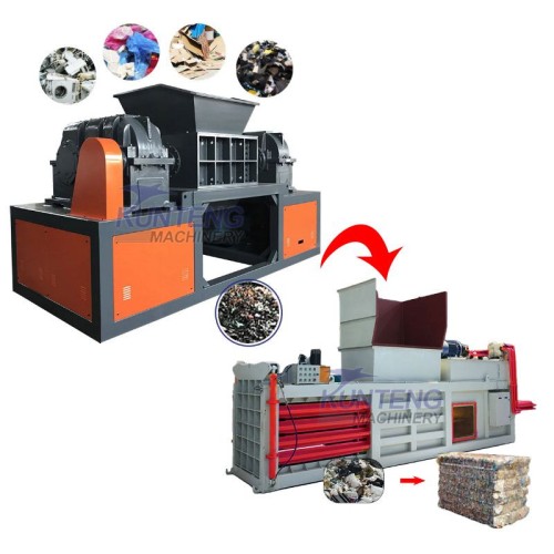 Household waste treatment equipment scrap metal waste shredder waste treatment line shredder and baler
