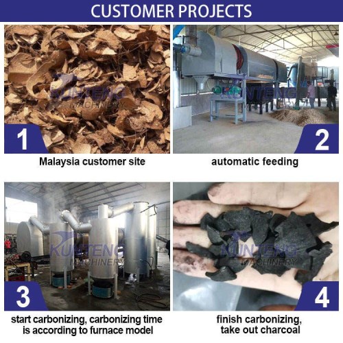 Smokeless Continuous Carbonization Furnace Food Waste Vinasse Olive Pomace Carbonization Furnace Charcoal Making Machine
