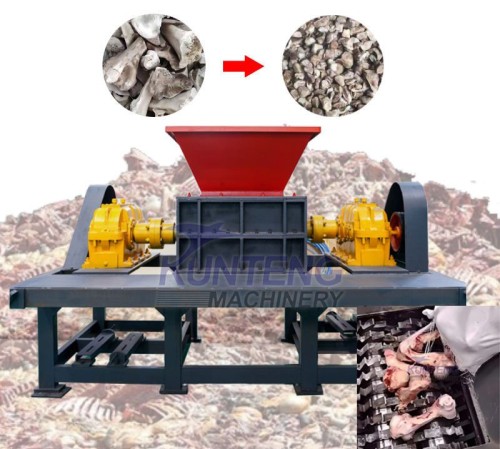 Double Shaft Shredder Machine Slaughter Waste Shredder Fish Chicken Cow Animal Bone Crusher Machine Bone Shredder