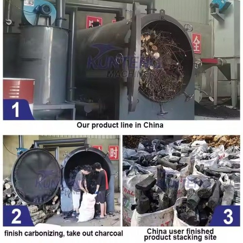 High-Capacity Wood Log Biomass Barbecue Charcoal Making Machine Carbonization Furnace