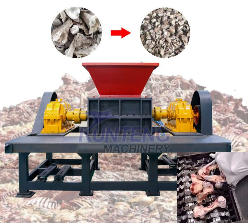 Double Shaft Shredder Machine Slaughter Waste Shredder Fish Chicken Cow Animal Bone Crusher Machine Bone Shredder