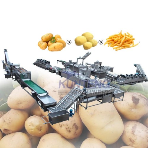 Automatic Stainless Steel French Fries Processing Assembly Line Intelligent Fry Production Equipment