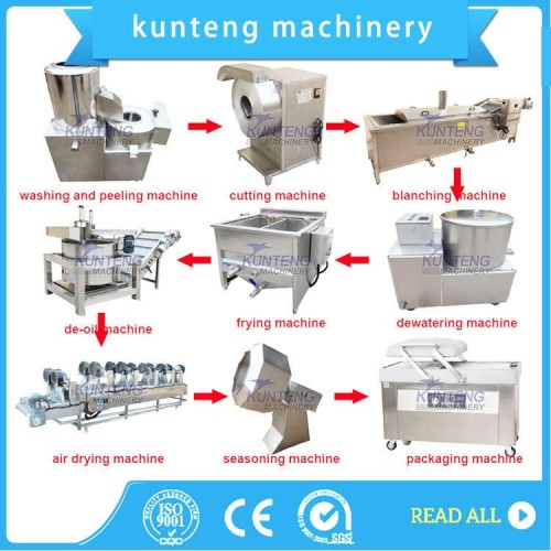 Fried French Fries Production Line Potato Tater Cleaning Peeling Slicing Frying Package Processing Line Equipment