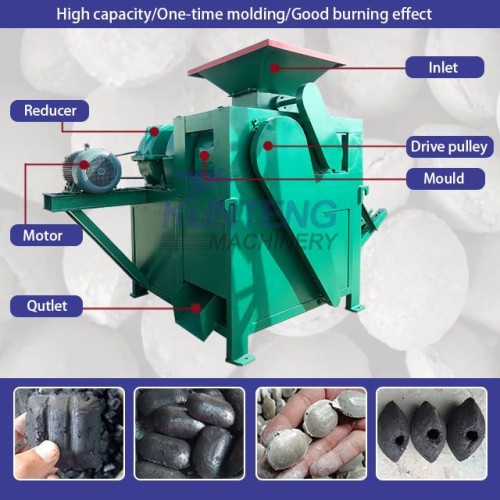 High Pressure Mineral Iron Biochar Powder Briquette Making Machine Charcoal Coal Powder Ball Shape Briquettes Machine