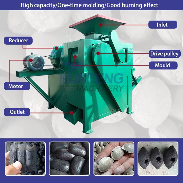 High Pressure Mineral Iron Biochar Powder Briquette Making Machine Charcoal Coal Powder Ball Shape Briquettes Machine