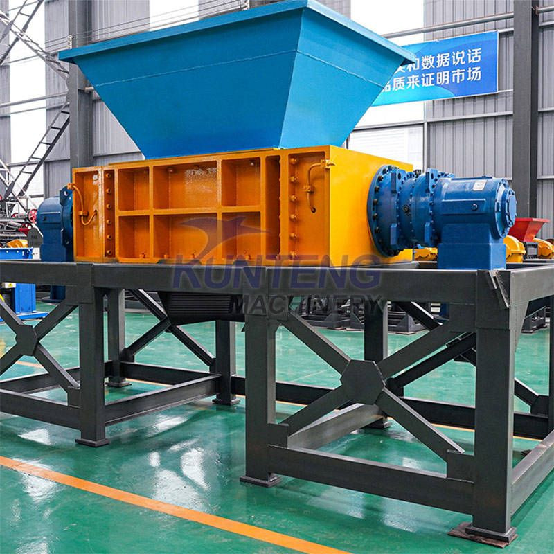 Industrial waste shredder cardboard box plastic waste dual axis shredder waste treatment equipment