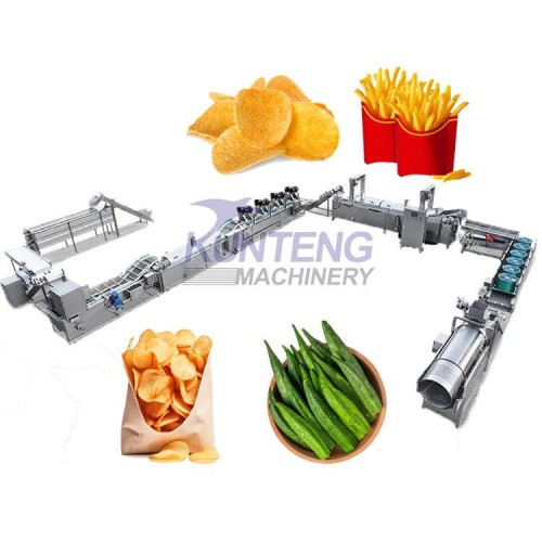 French Fries Potato Chips Frying Production Line Fully Automatic Fried Production Line Puffed Food Frying Equipment