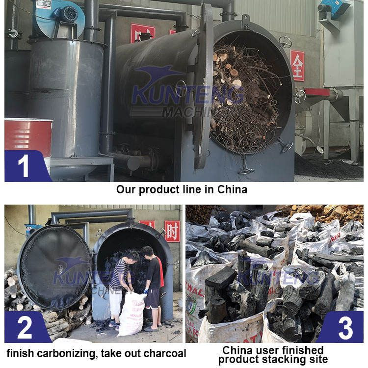 Smokeless Horizontal Wood Carbonizing Stove Equipment