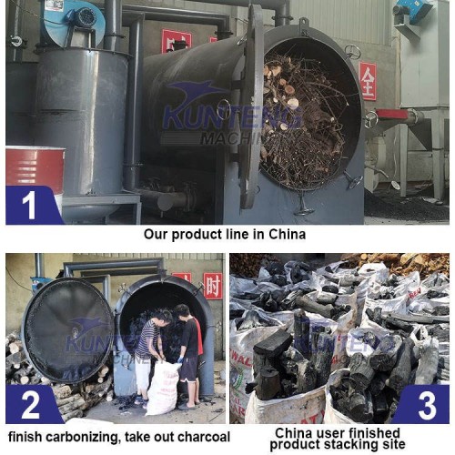 Smokeless Horizontal Wood Carbonizing Stove Equipment